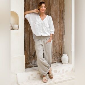 NOMAD The Label Sadhu French Linen Pants Flax size XS Us 4 New with Tags